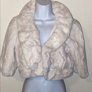 Elegant Cream Faux Fur Jacket